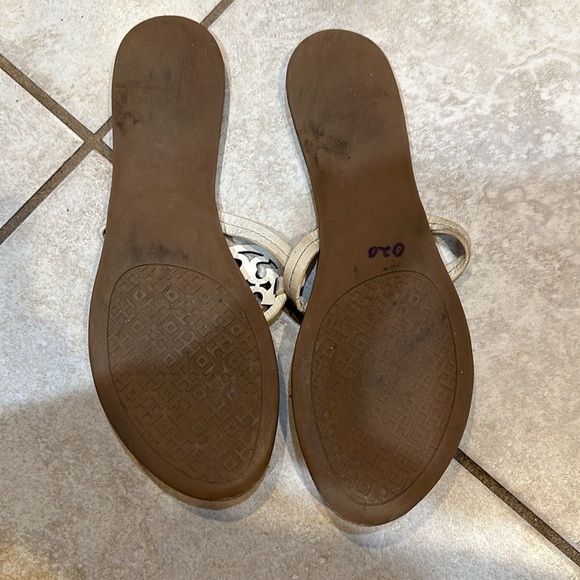 Tory Burch Mini Miller Cream Leather Sandals 9 - Picture 4 of 7